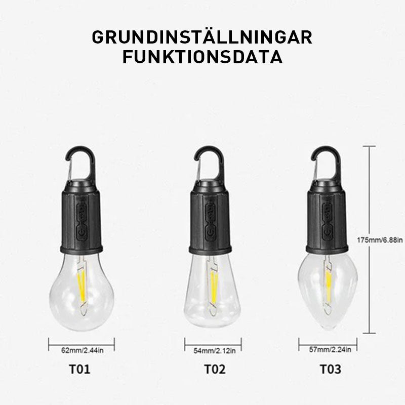 Vattentät LED USB uppladdningsbar campinglampa med krok