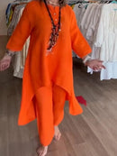 Enfärgad linnekostym för kvinnor