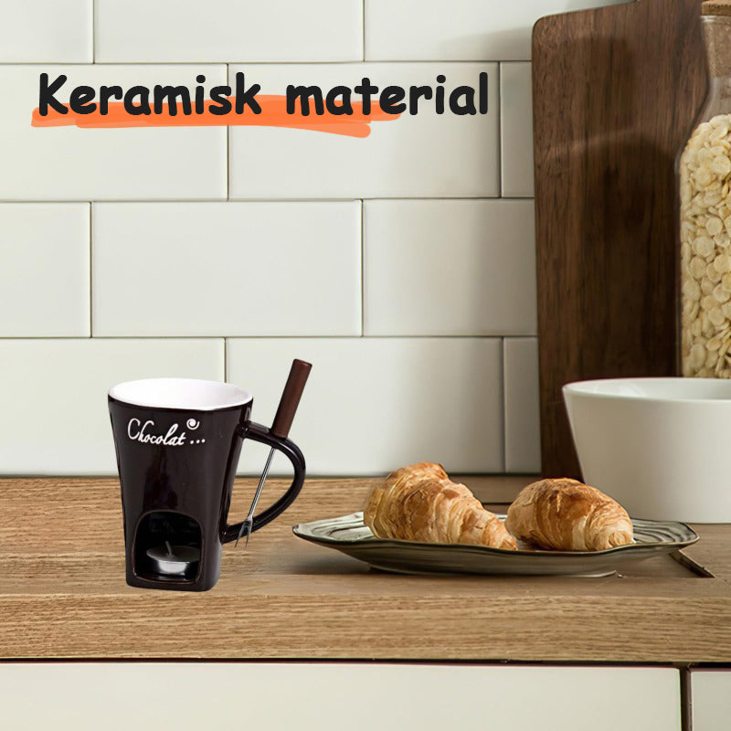 Multifunktionell mugg för att värma och smälta choklad