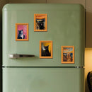 Kylskåpsmagnet "Rolig katt" – Ram i vintagestil (set om 4)