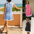 Damset i bomull, 2-delat, ärmlös topp + kjol och shorts med fickor