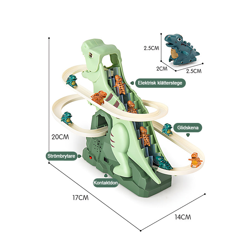 Dinosaur montering pussel rolig elektrisk rutschbana leksaksbil