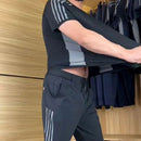 Herrset med kortärmade långbyxor och casual sportbyxor i två delar