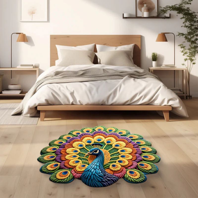🦚 Snabbtorkande halkfri påfågelmatta
