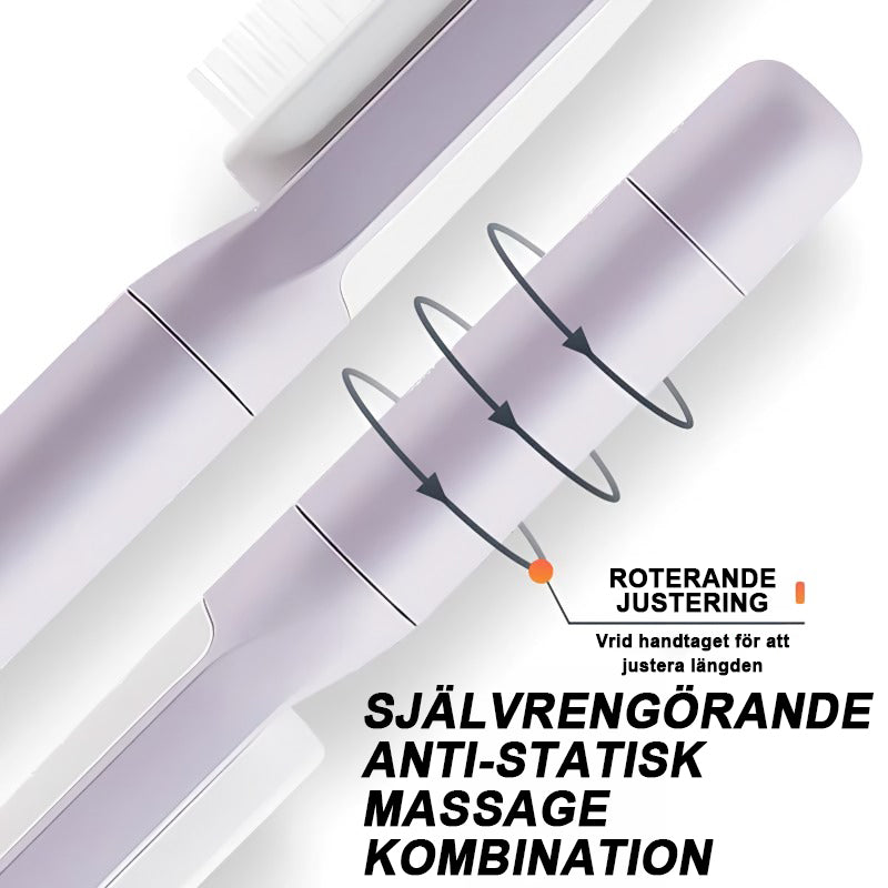 Självrengörande infällbar antistatisk massagekam
