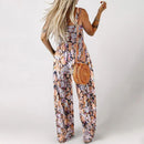 Jumpsuits med ärmlösa överaller med casual tryck för kvinnor