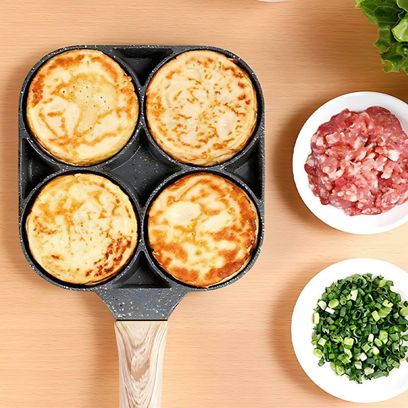 Fyra håls äggpanna, frukostomelett hushållsstekpanna non-stick panna