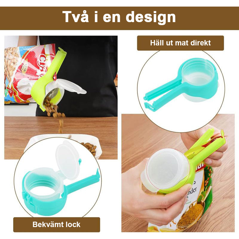 Matpåse förseglingsklämma med hällpip