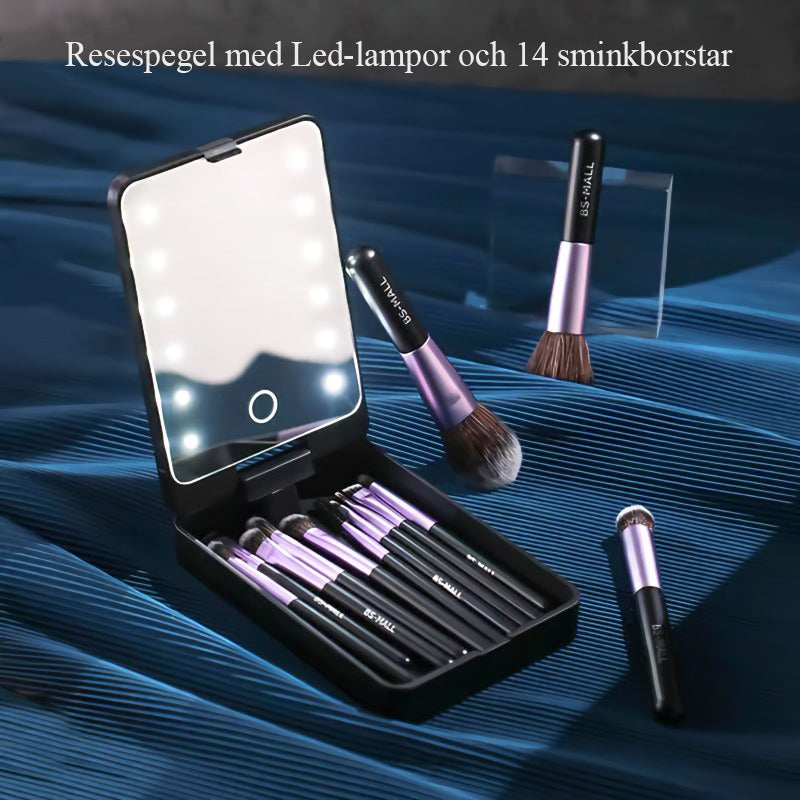 💖Travel Makeup Brush Set med LED-ljus(inklusive borste)