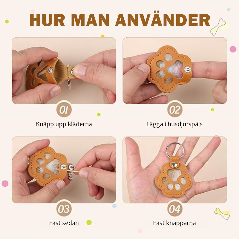 🐾Lädernyckelring med djurtass