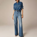 👖Högmidjade, lösa, vida byxor