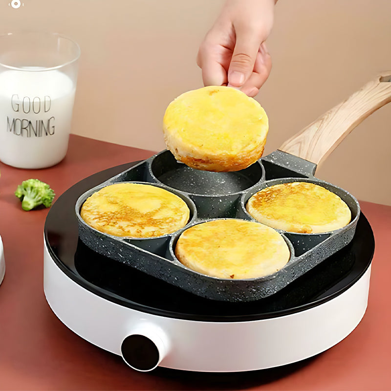 Fyra håls äggpanna, frukostomelett hushållsstekpanna non-stick panna