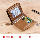 Vintage plånbok med dragkedja för män (RFID-SKYDDAD)