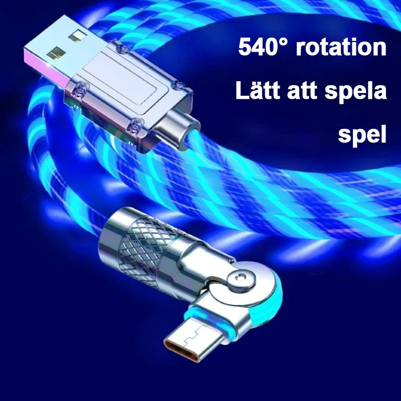 540° roterande snabbladdningskabel med lampor