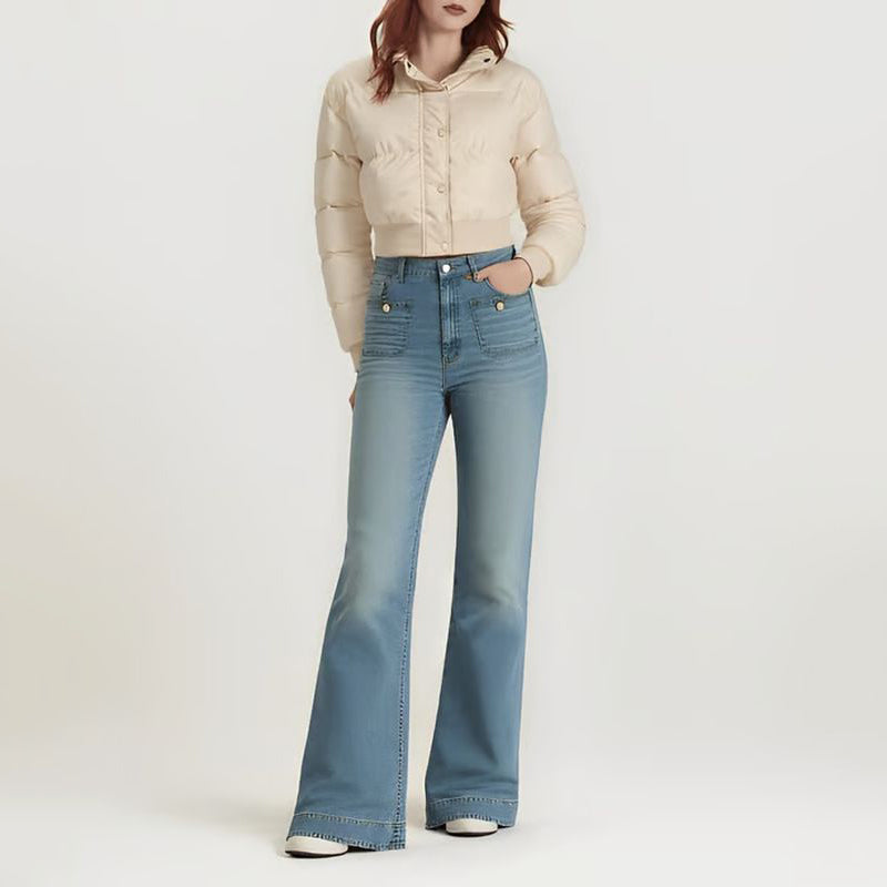 👖Högmidjade, lösa, vida byxor