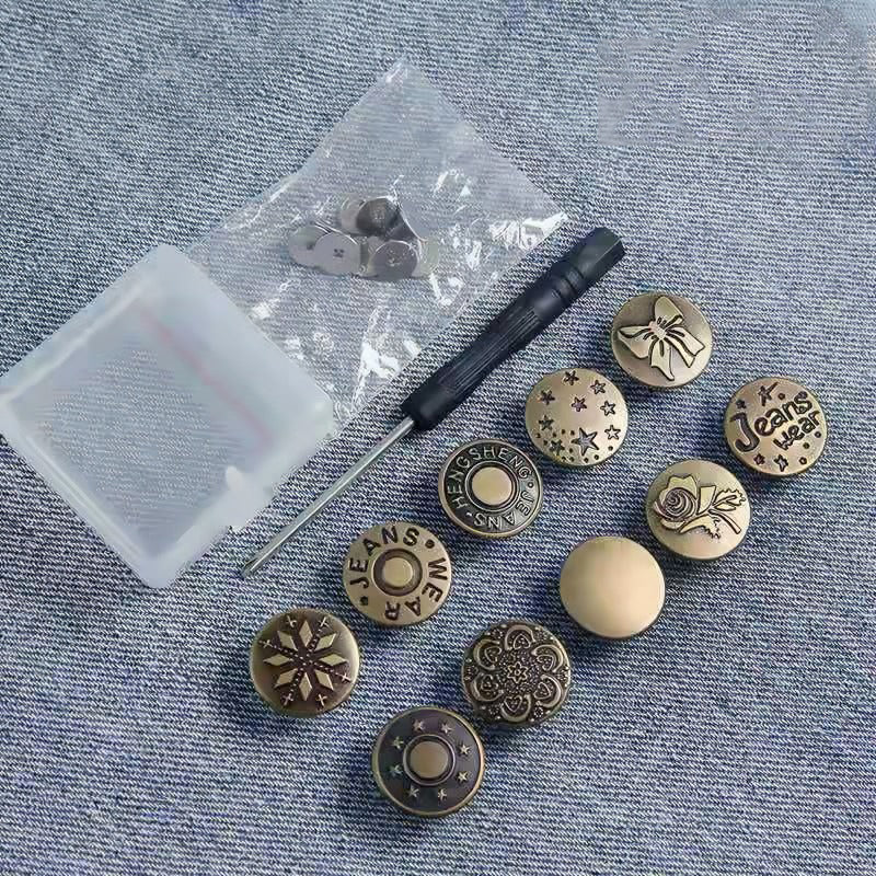 Set med avtagbara knappar