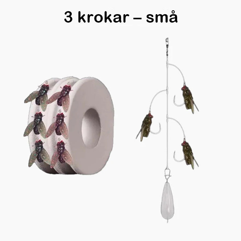 Konstflugfiskeset med flera krokar