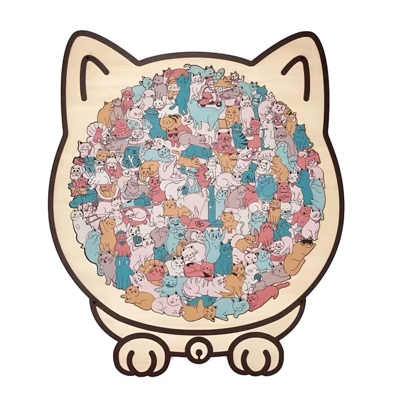 (💖Den perfekta presenten för kattälskare) 🔥🐈135-bitars träpussel med kattmotiv i Morandi-färger🐾