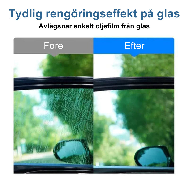 Avlägsnare av oljefilm på glas