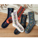VINTAGE STRUMPAR MED BLOMMOR BRODERI (5 PAR)
