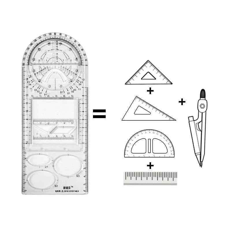 Multifunktionell geometrisk linjal