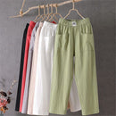 Casual byxor i bomull och linne med resår i midjan