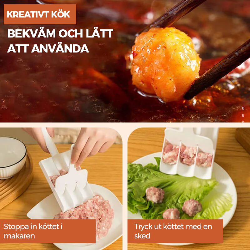 Kreativ köksredskap tre köttbullarmakare