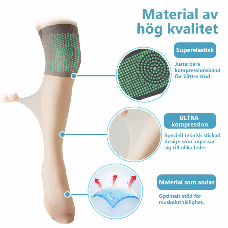 Långa silkesstrumpor för tonisk korrigering och lymfatisk avgiftning