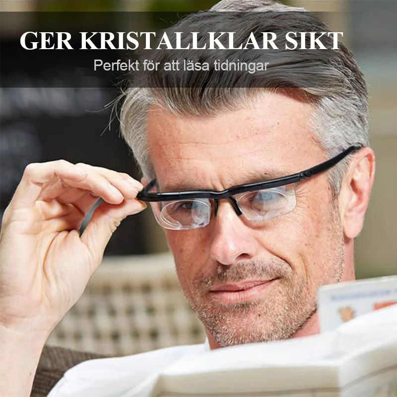 Precisionsläsglasögon med justerbart fokus