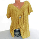 Löst sittande, avslappnad T-shirt med V-hals och korta ärmar