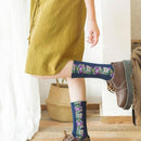 VINTAGE STRUMPAR MED BLOMMOR BRODERI (5 PAR)