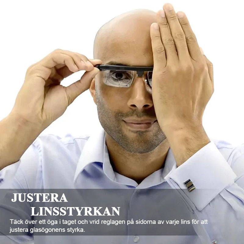 Precisionsläsglasögon med justerbart fokus